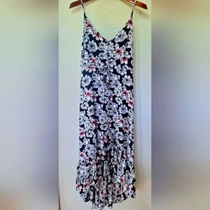 Betsey Johnson Womens High Low Floral Spaghetti Strap Midi Dress Size 2